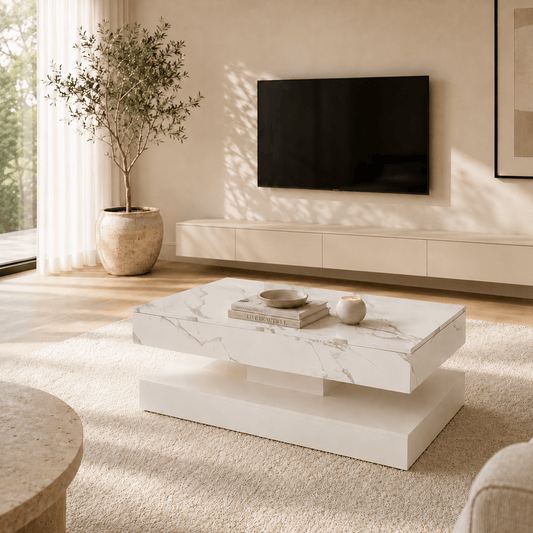 39.4"/ 47.2" Coffee Table Modern LED with Storage