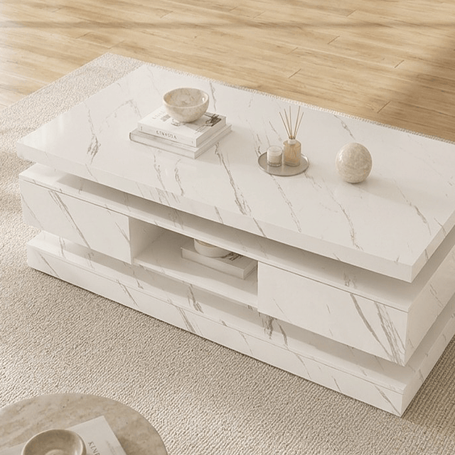 47" Coffee Table Modern LED with Storage
