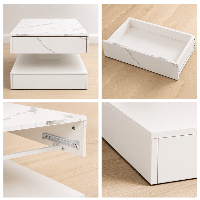 39.4"/ 47.2" Coffee Table Modern LED with Storage
