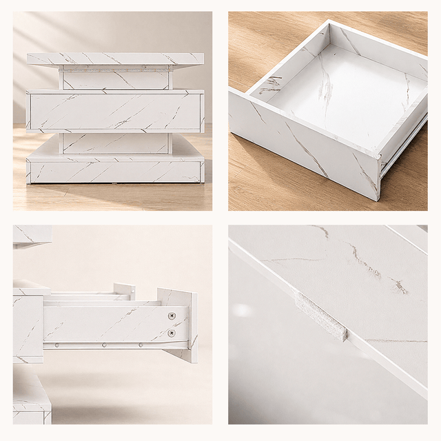 47" Coffee Table Modern LED with Storage