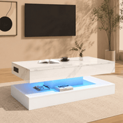 39"/47" Large Lift Top Coffee Table Modern LED with Storage