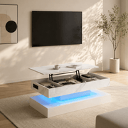 39"/47" Large Lift Top Coffee Table Modern LED with Storage