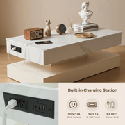 39"/47" Large Lift Top Coffee Table Modern LED with Storage
