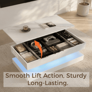 39"/47" Large Lift Top Coffee Table Modern LED with Storage