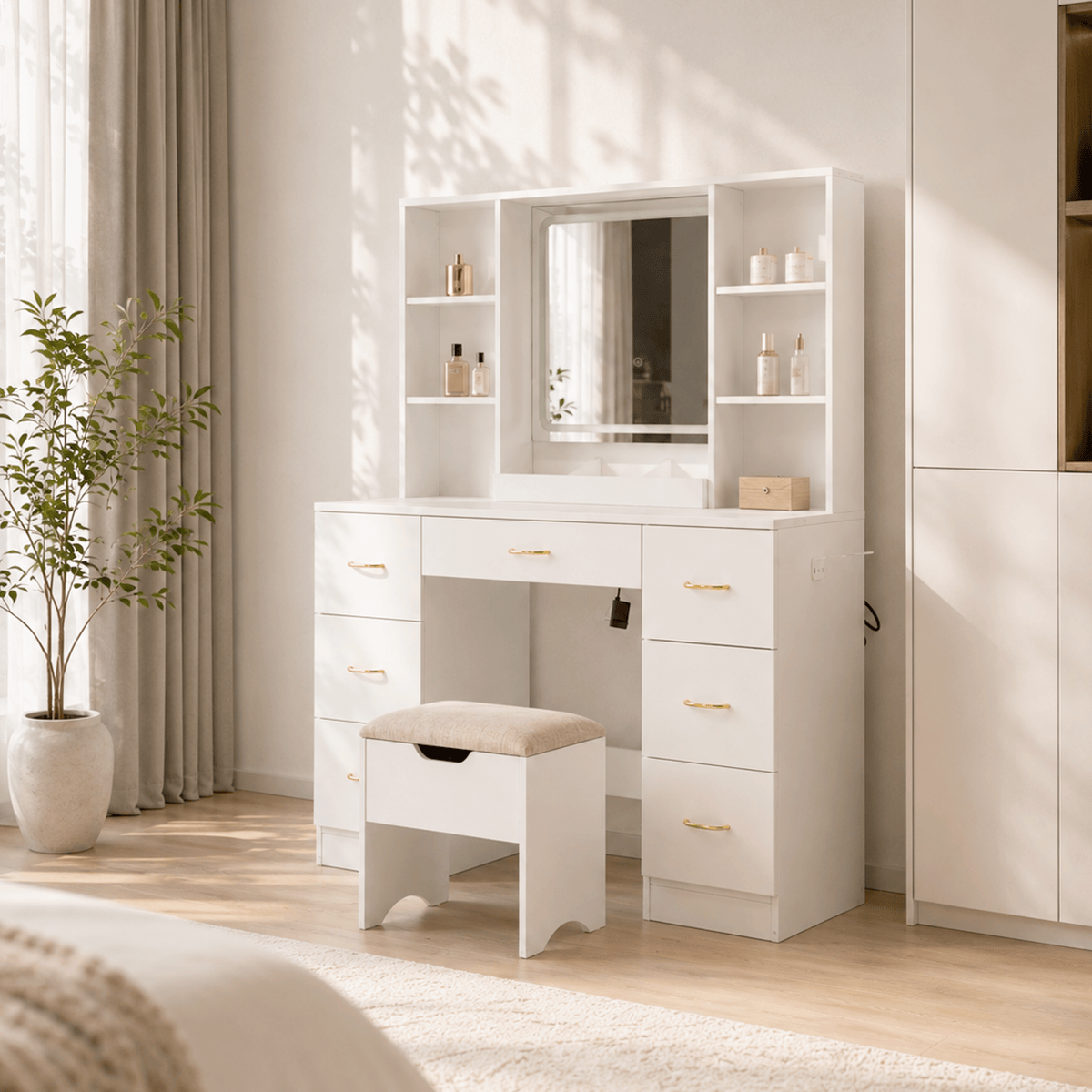47" Large Modern Makeup Vanity Desk