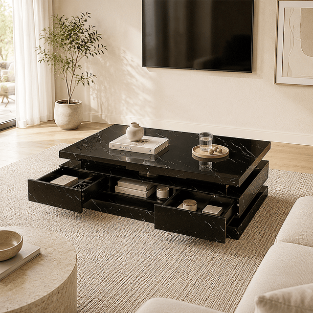 47" Coffee Table Modern LED with Storage
