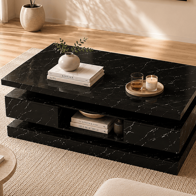47" Coffee Table Modern LED with Storage