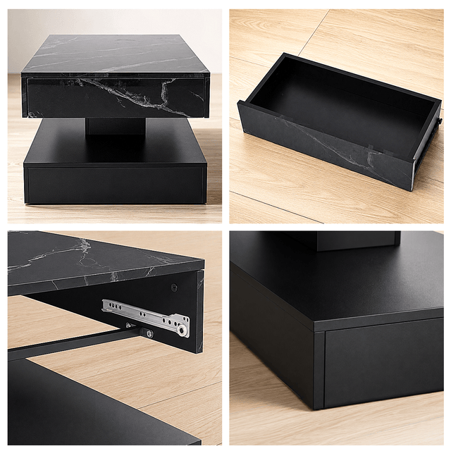 39.4"/ 47.2" Coffee Table Modern LED with Storage