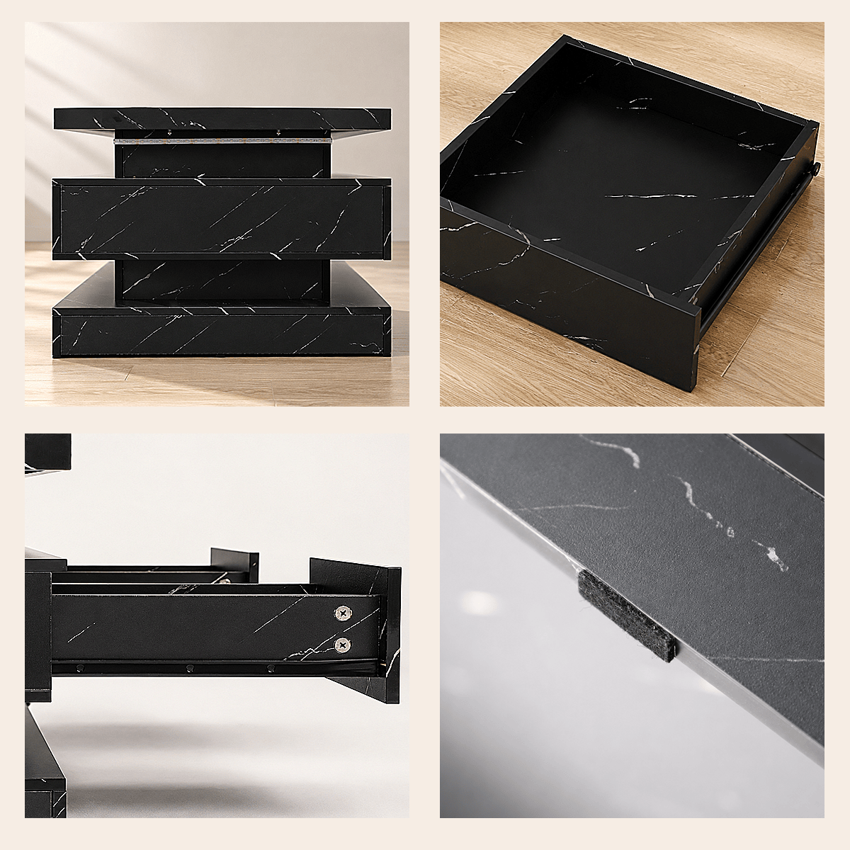 47" Coffee Table Modern LED with Storage