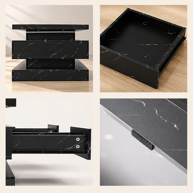 47" Coffee Table Modern LED with Storage