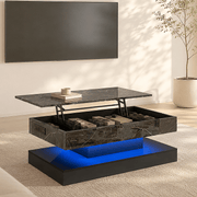 39"/47" Large Lift Top Coffee Table Modern LED with Storage