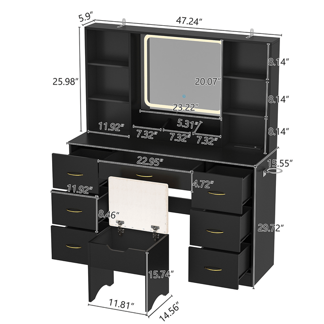 47" Large Modern Makeup Vanity Desk