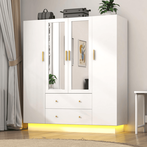 4 Doors Armoire Wardrobe Closet Freestanding