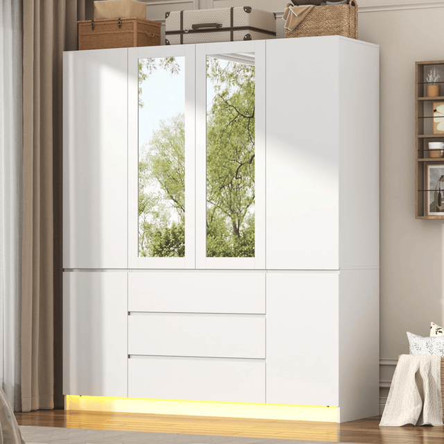 4 Doors Armoire Wardrobe Closet Freestanding