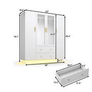 4 Doors Armoire Wardrobe Closet Freestanding