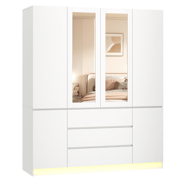 4 Doors Armoire Wardrobe Closet Freestanding