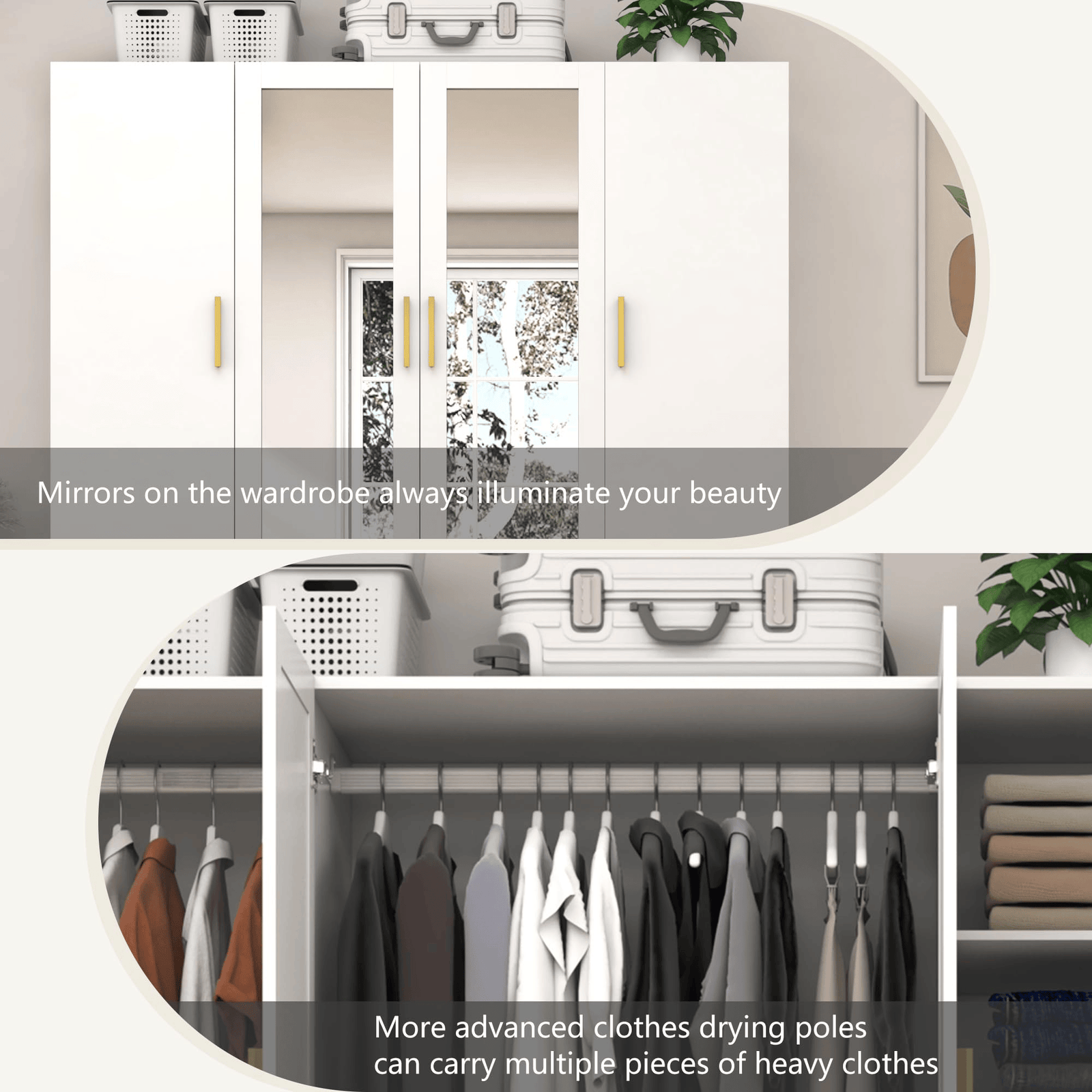 4 Doors Armoire Wardrobe Closet Freestanding