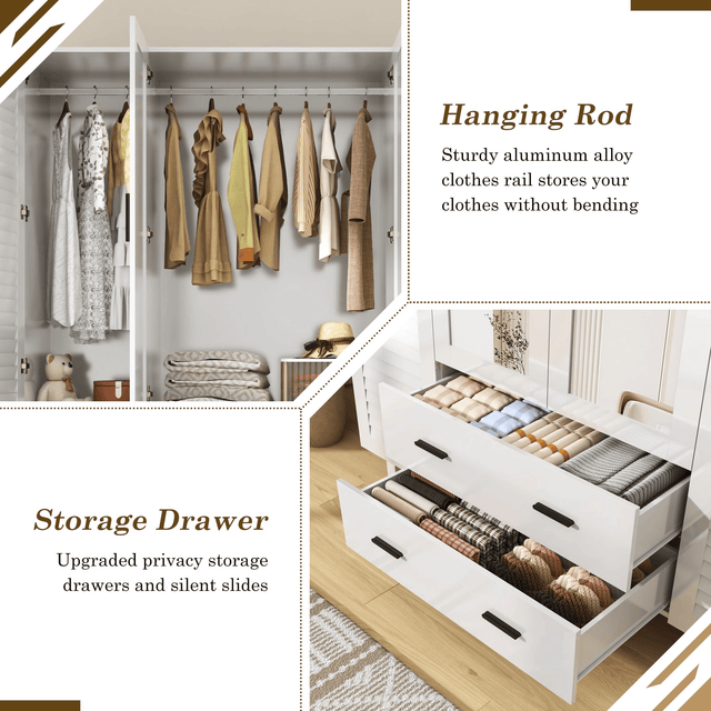 2/ 3/ 4 Doors Armoire Wardrobe Closet Freestanding