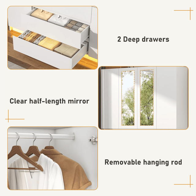 4 Doors Armoire Wardrobe Closet Freestanding