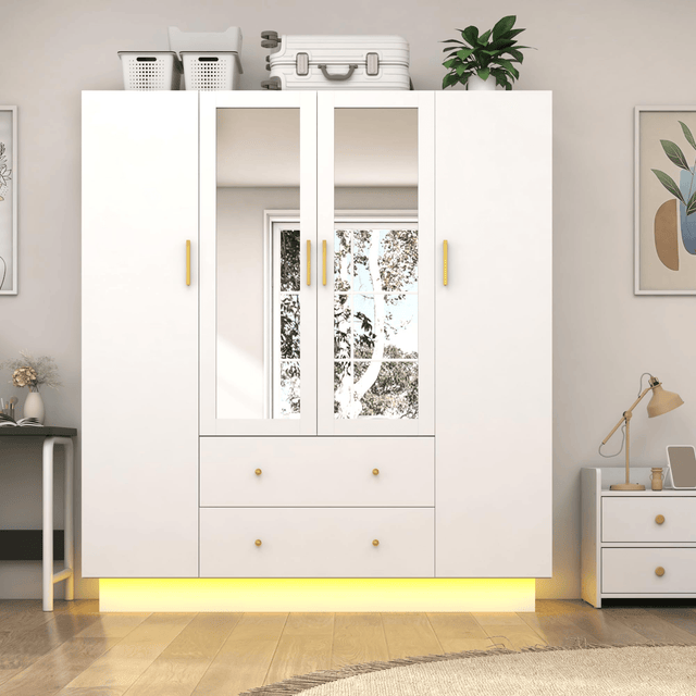 4 Doors Armoire Wardrobe Closet Freestanding