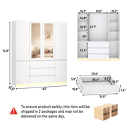 4 Doors Armoire Wardrobe Closet Freestanding