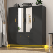 4 Doors Armoire Wardrobe Closet Freestanding