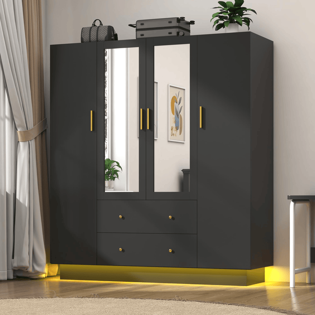 4 Doors Armoire Wardrobe Closet Freestanding