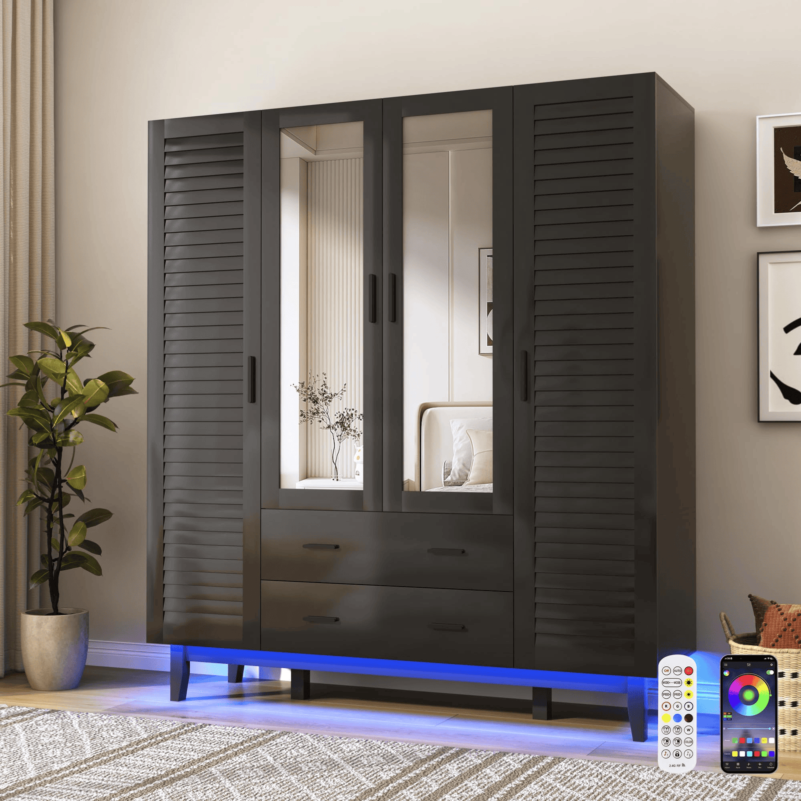 2/ 3/ 4 Doors Armoire Wardrobe Closet Freestanding