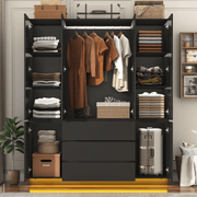4 Doors Armoire Wardrobe Closet Freestanding