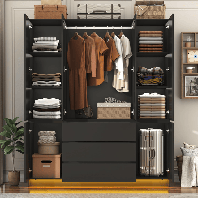 4 Doors Armoire Wardrobe Closet Freestanding