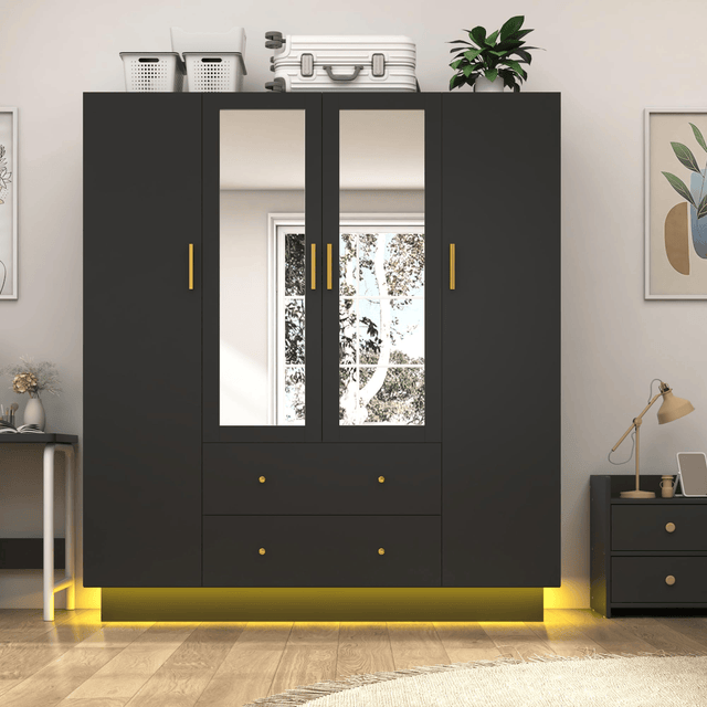 4 Doors Armoire Wardrobe Closet Freestanding
