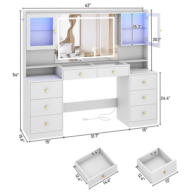 62" Large Modern Makeup Vanity Desk