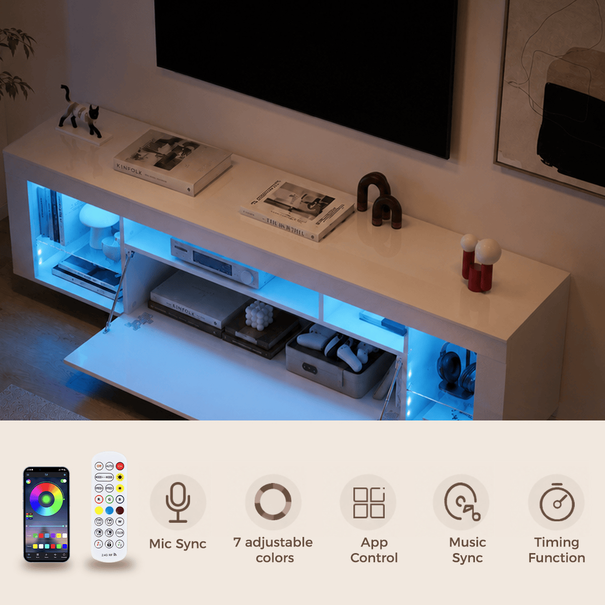 63" Floating LED TV Stand for 75inch TV