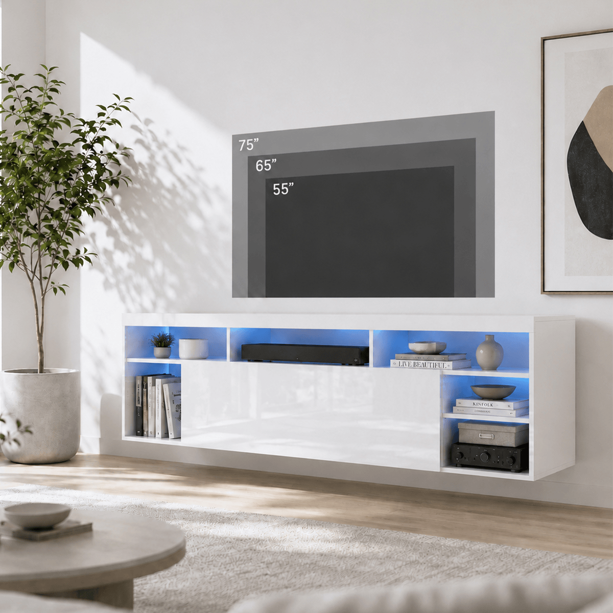 63" Floating LED TV Stand for 75inch TV