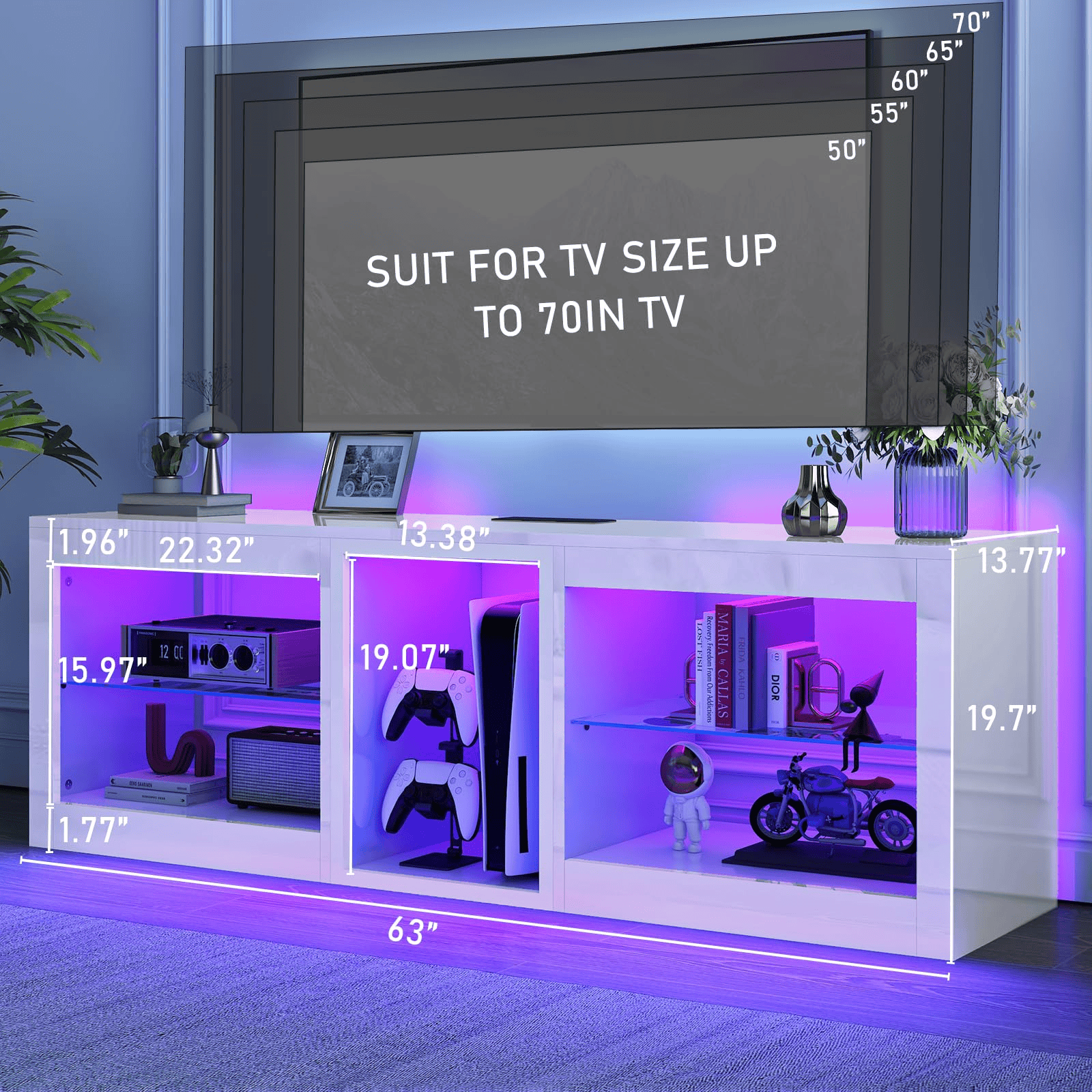 55"/ 63"/ 71" TV Stand for 60-70 Inch TV