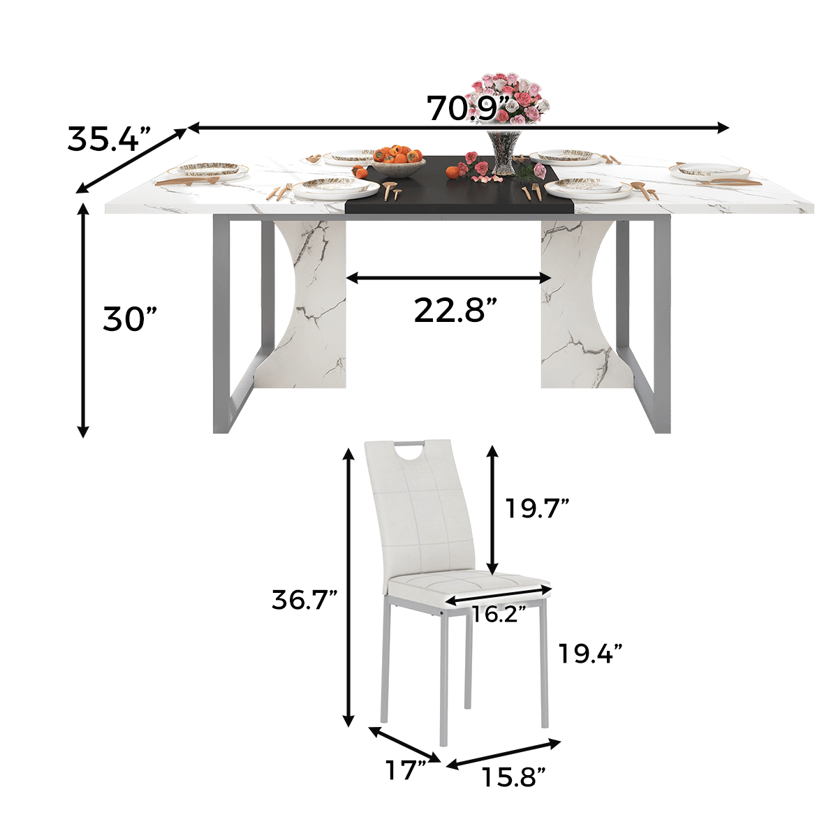 7-Piece Rectangle Wood  Kitchen Dining Table Set