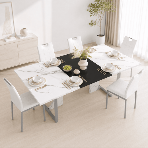 7-Piece Rectangle Wood  Kitchen Dining Table Set