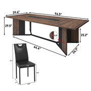 78"/ 94" 7-Piece Rectangle Wood  Kitchen Dining Table Set