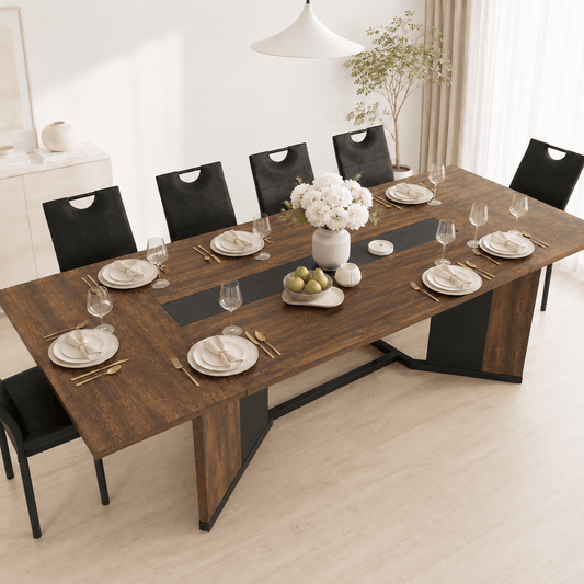 78"/ 94" 7-Piece Rectangle Wood  Kitchen Dining Table Set