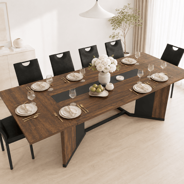 78"/ 94" 7-Piece Rectangle Wood  Kitchen Dining Table Set