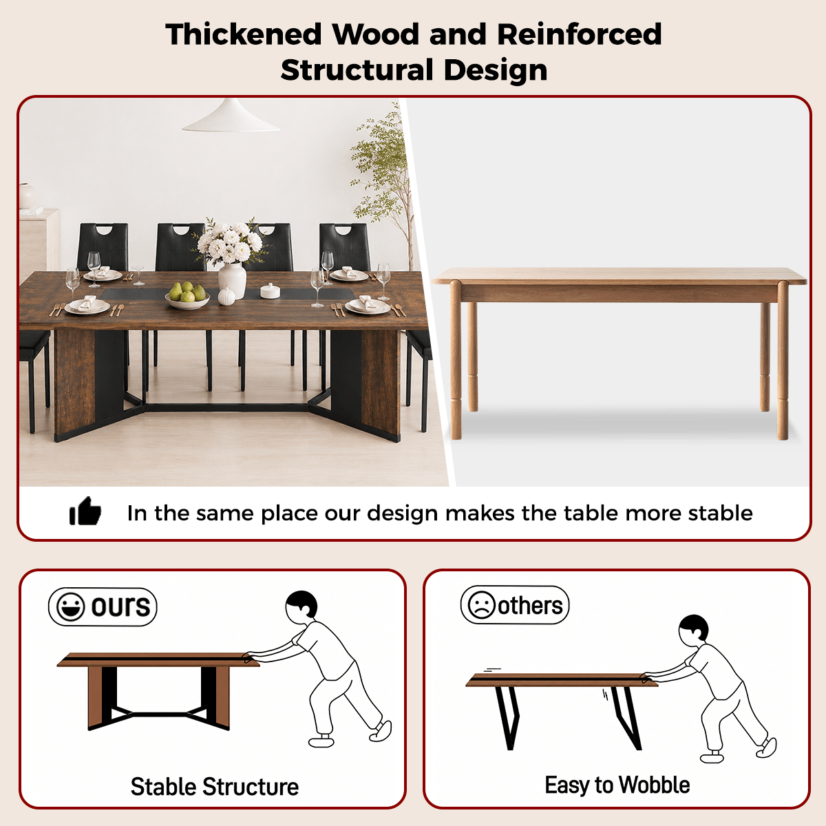 78"/ 94" 7-Piece Rectangle Wood  Kitchen Dining Table Set