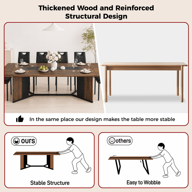 78"/ 94" 7-Piece Rectangle Wood  Kitchen Dining Table Set