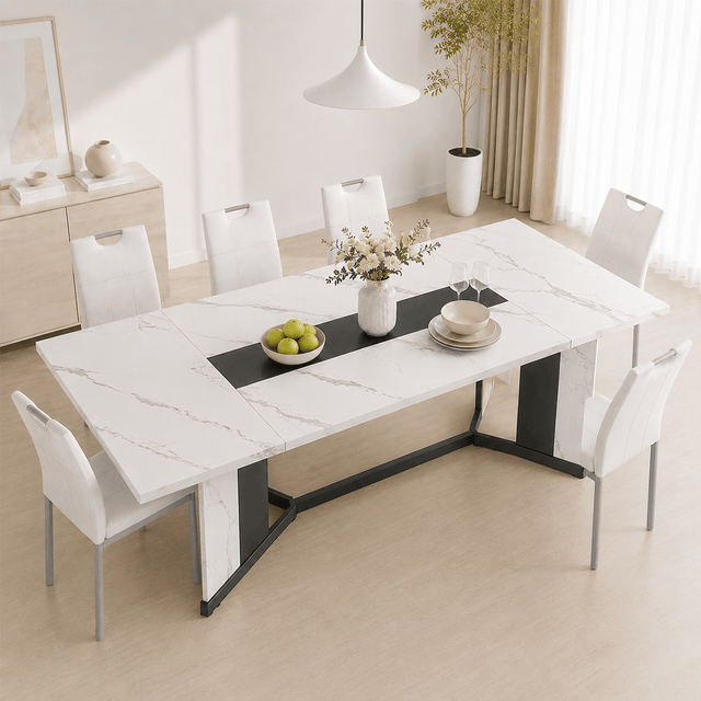 7-Piece Rectangle Wood  Kitchen Dining Table Set