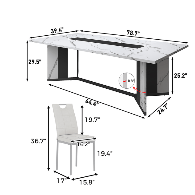 7-Piece Rectangle Wood  Kitchen Dining Table Set
