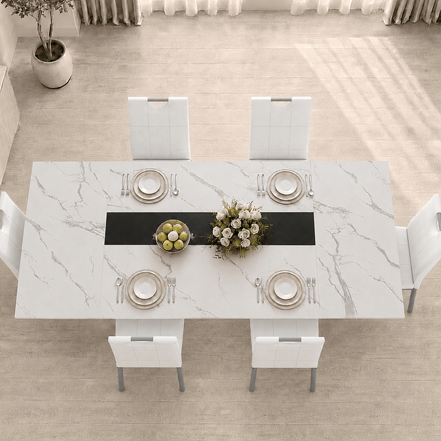 7-Piece Rectangle Wood  Kitchen Dining Table Set