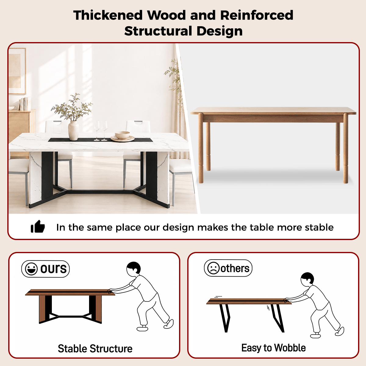 7-Piece Rectangle Wood  Kitchen Dining Table Set