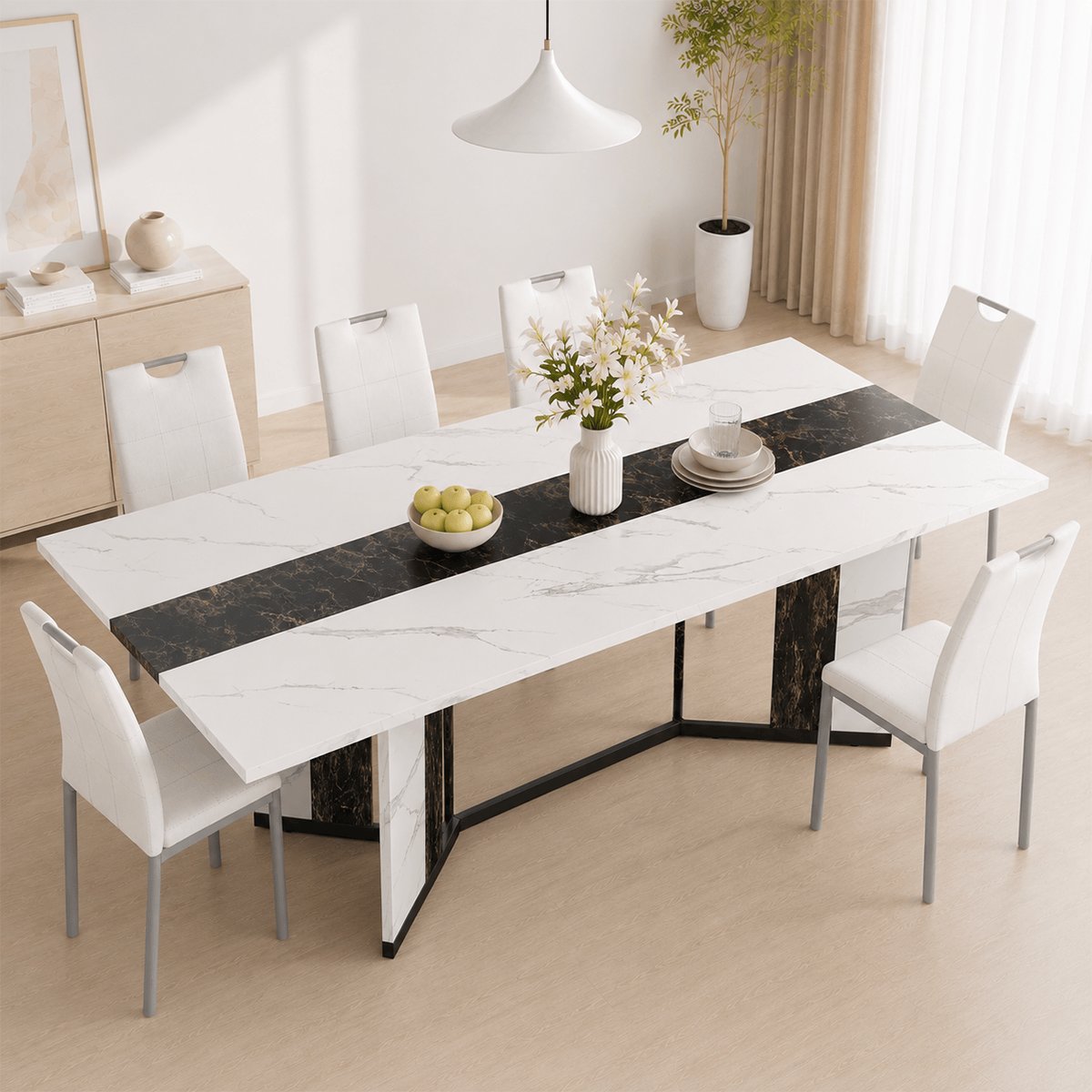 7-Piece Rectangle Wood  Kitchen Dining Table Set