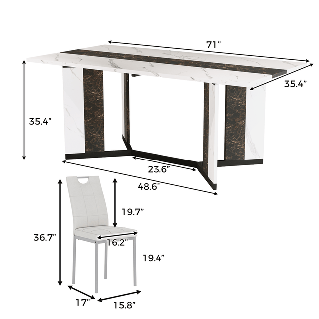 7-Piece Rectangle Wood  Kitchen Dining Table Set