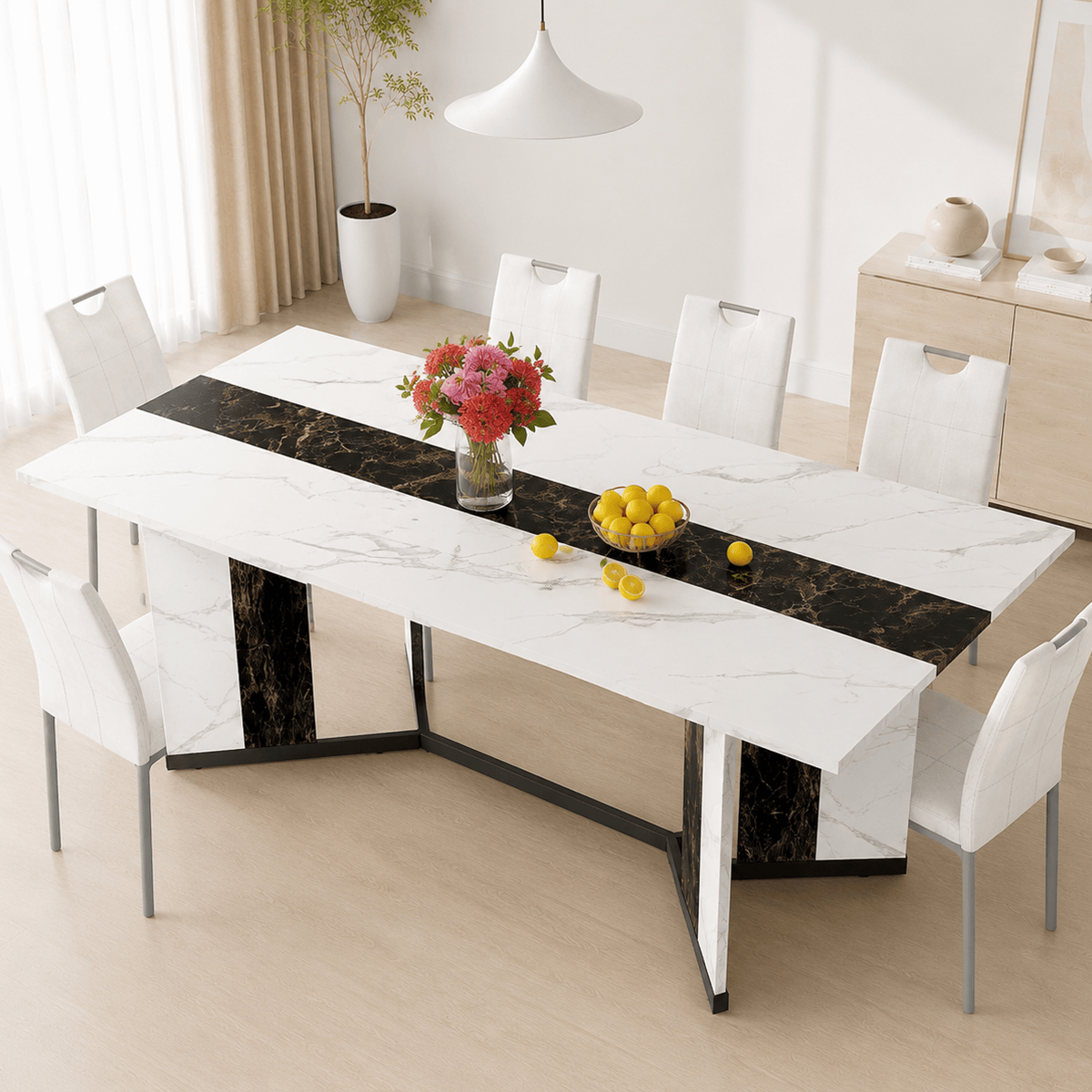 7-Piece Rectangle Wood  Kitchen Dining Table Set