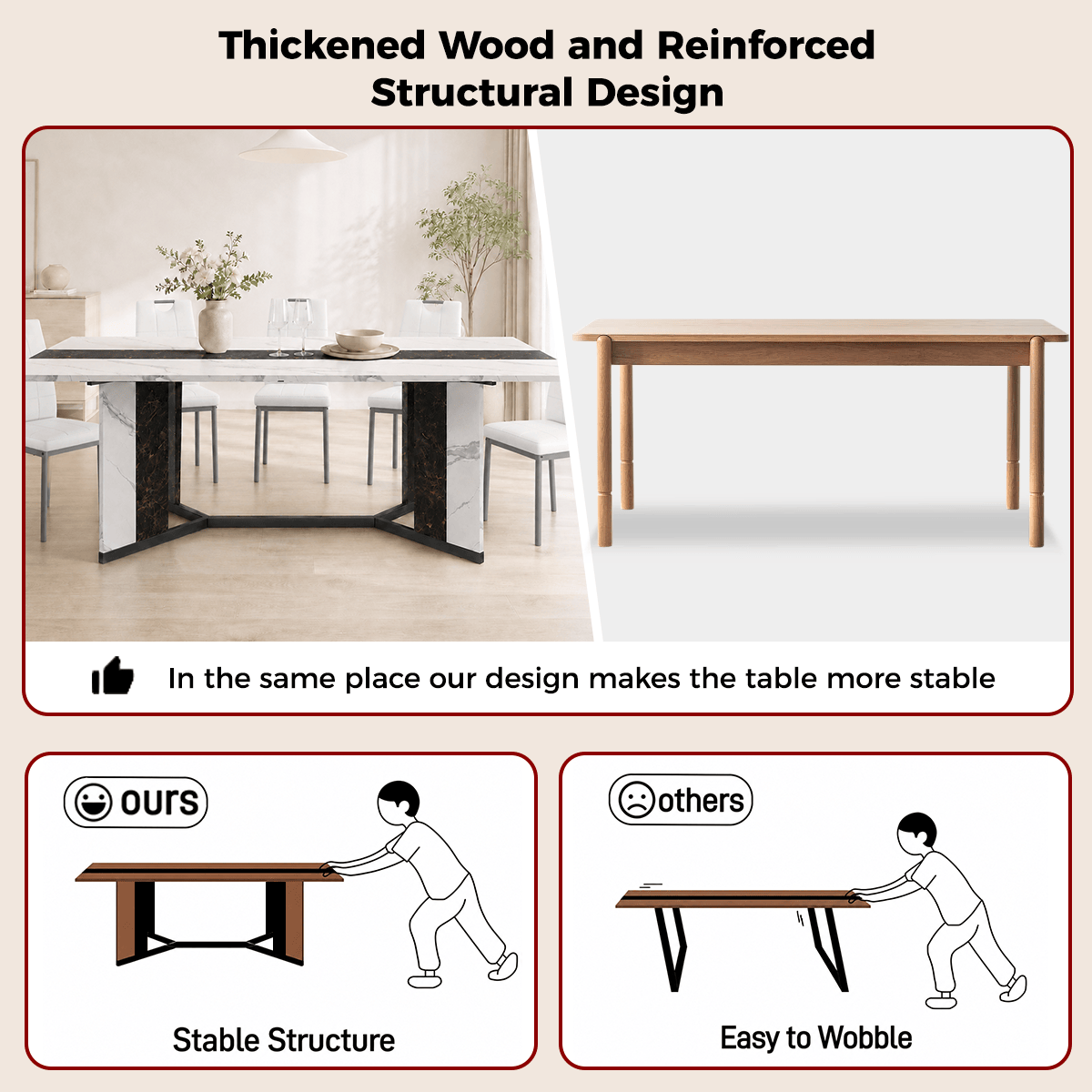 7-Piece Rectangle Wood  Kitchen Dining Table Set